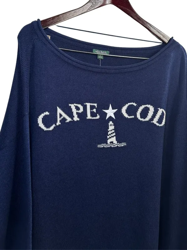 Wild Fable Cape Cod Knit Sweater Navy Blue Lighthouse Graphic Oversized XL NWT - Image 7