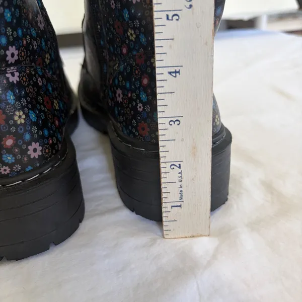 True Craft Korri 3 Floral Combat Boots Black Multicolor Lace Up Side‎ Zip 9.5 M - Image 12