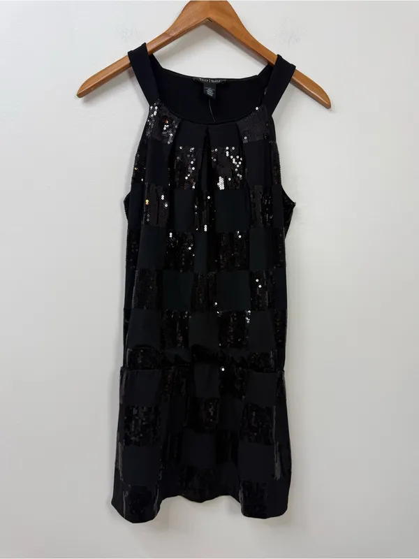 White House Black Market Sequin Check Halter Tunic Dress size S - Image 3