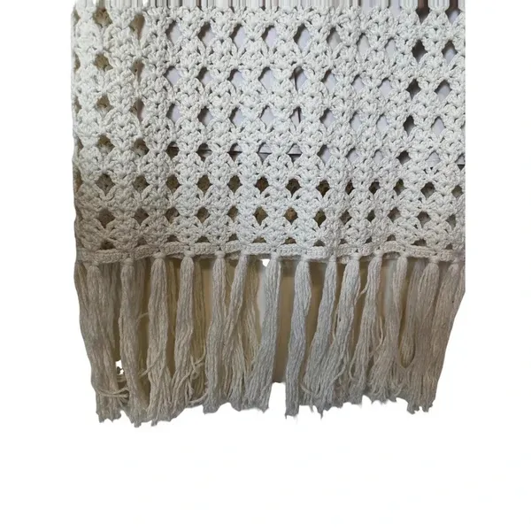 Eleven Six Shaya Crochet Midi Dress w/ Fringe Ivory Cotton Resort Wear Old Money - Image 9