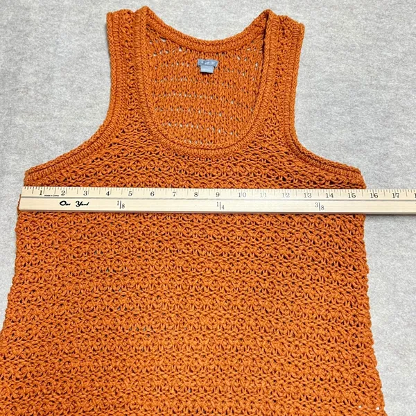Aerie‎ Women Burnt Orange Crochet Open Knit Tank Top Scoop Neck Small EUC Boho - Image 5