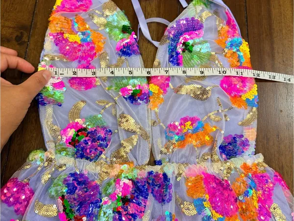 Multicolor Floral Sequin Mini Dress Size S Halter Open Back Party Dress NWOT - Image 5