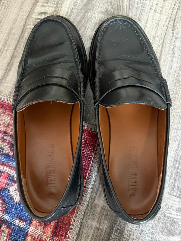 Steve Madden Black Loafers Leather - Image 7