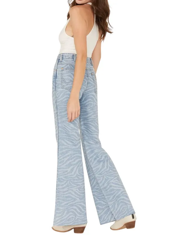 Wrangler Flare Leg Jeans Size 27x31 Wanderer High Rise Meow Laser Tiger Country - Image 2