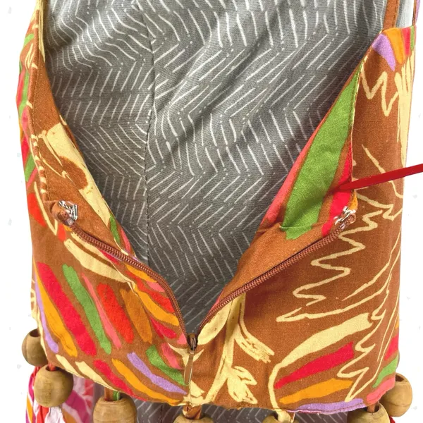 Farm Rio Bright Tropical Dress Wood Beads Colorful Summer Long Sundress Size M - Image 7