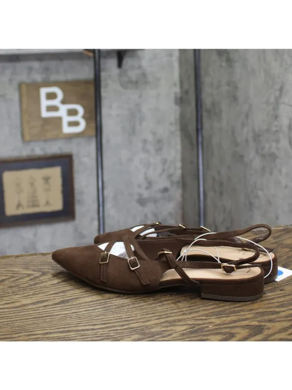 NWT A New Day Twiggy Multi Buckle Mini Heel Flats 94303757 Brown 7M - Image 3