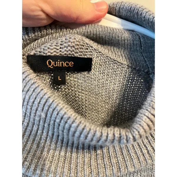 Quince Australian Merino Wool Cropped Mock Neck Sweater in Heather Grey Size L - Image 9