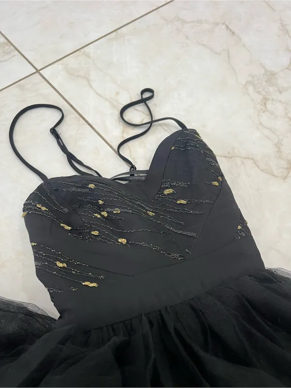 BCBGeneration Black Tulle Mini Dress Size 0 US - Image 2