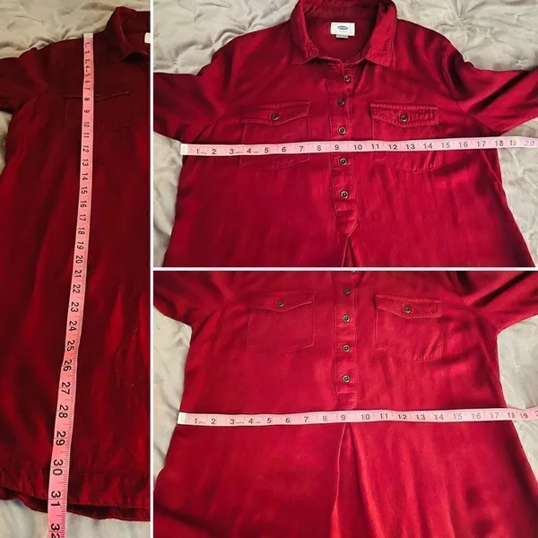 Old Navy Half Button Down Tunic Shirt Dress Pinot Maroon Red S - Image 7
