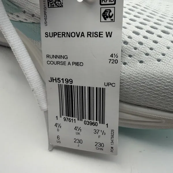 Adidas Women's Sz 6 Supernova Rise Shoes White‎ Linen Green Metallic New - Image 10