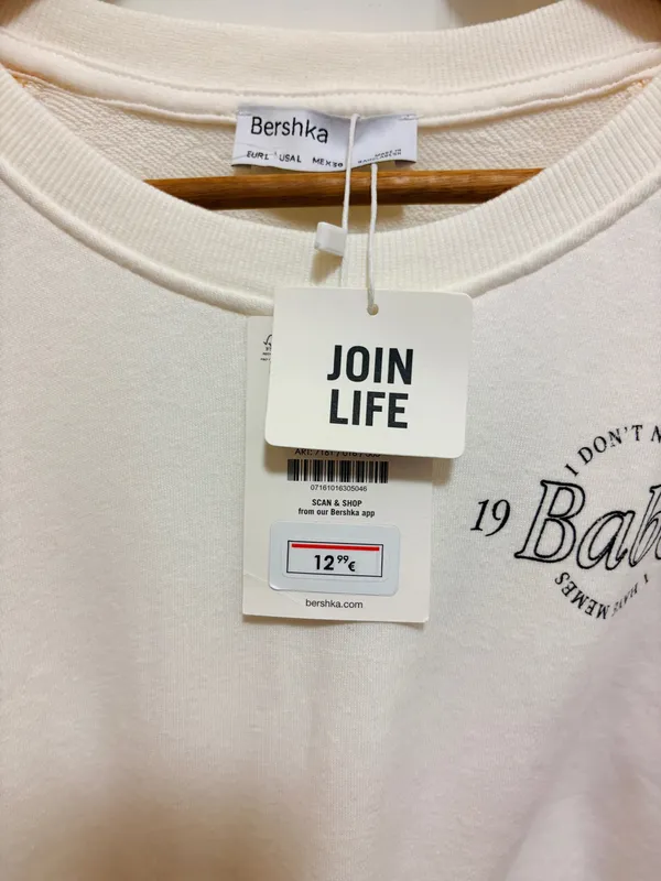 Bershka Yellow White Raglan Long Sleeve Crop Sweatshirt Drawstring Hem - Image 3