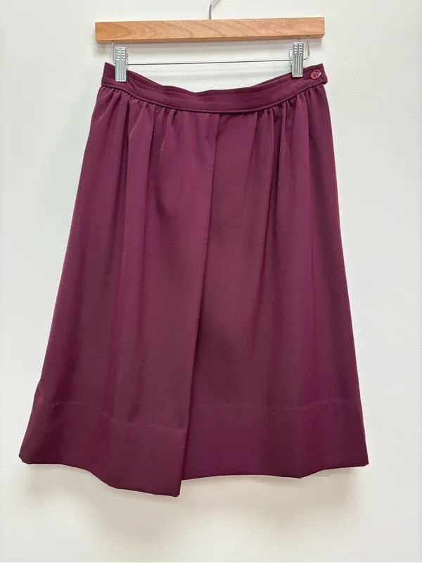 Vintage 1970s Gucci 100% Wool Burgundy A-Line Skirt Made in Italy S - Image 2
