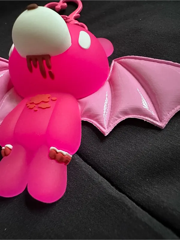 Pink Bat Wing Bear Keychain - Image 3