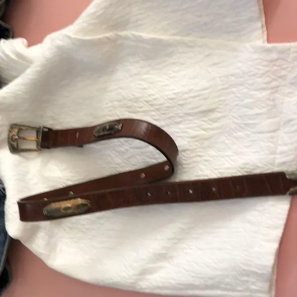 Brighton Vintage cowboy belt . Croc embossed Leather & silver M. - Image 3