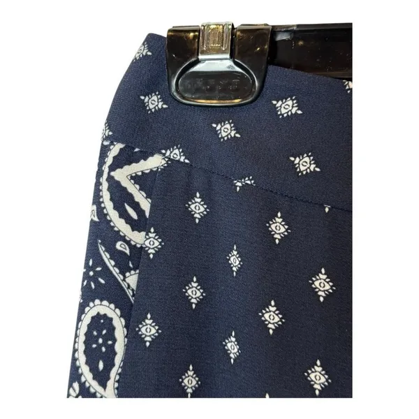 Cabi Pants Women 2 Navy Blue White Geometric Track‎ Star Flowy Wide Leg Trousers - Image 6