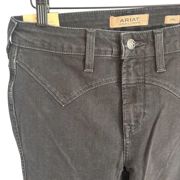 Ariat REAL Denim High Rise Slim Trouser Valencia Black Jeans 29L 10054301 - Image 4
