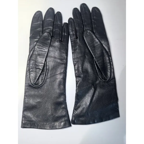 Vintage Womens Size M / 7 Black Soft Leather Formal Mid Length - Image 6
