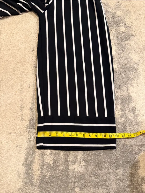 Day To Day Striped Wide-Leg Crop Pants - Black & White - Image 10