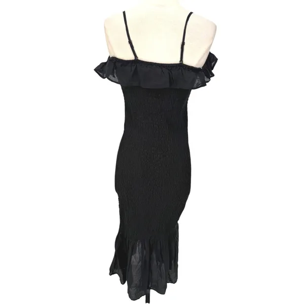 Anthropologie Celandine Off the Shoulder Smocked Midi Dress‎ Black Size XXS - Image 5