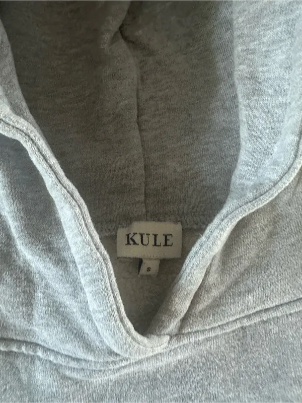 KULE Gray Hoodie with Red & Navy Cuff Trim - Image 2
