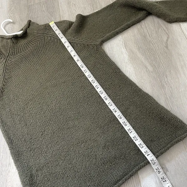 L.L. Bean Sweater cotton roll neck knit womens Green (medium) classic fisherman - Image 6