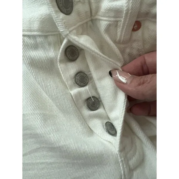 We The Free People High Rise Festival Shorts‎ Raw Hem White Size 29 Button Fly - Image 4