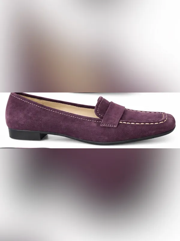 Chadwicks Plum Purple Suede Leather Penny Loafers Shoes 7.5M - Image 3