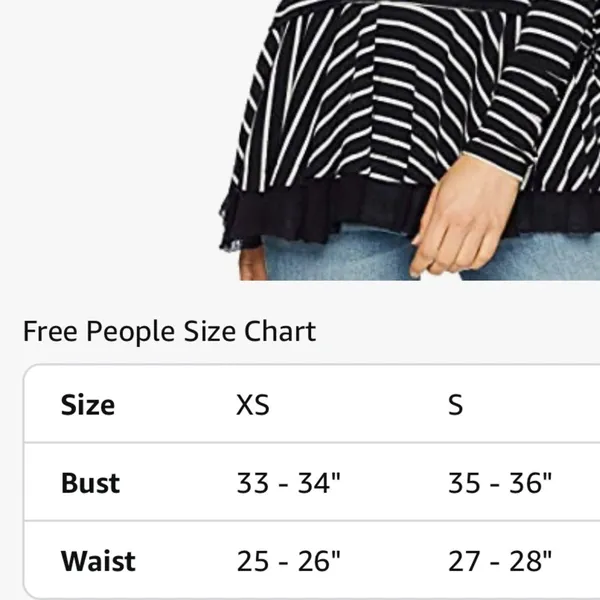 We The Free Free People Black White Striped Peplum Thermal V-Neck Top XS 883 - Image 10