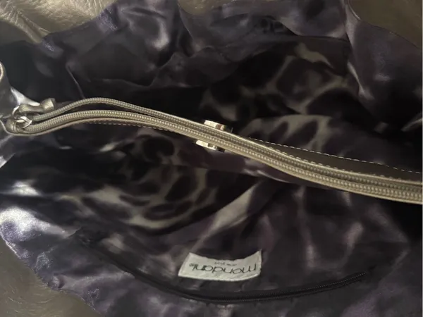 Mondani Metallic Pewter Hobo with Silver Accents Shoulder Bag Large - Image 4
