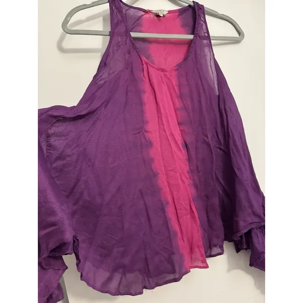 Y2K/2000s GUESS Women's Sheer TieDye Purple and Pink Tank Top Racerback - Size M - Image 3