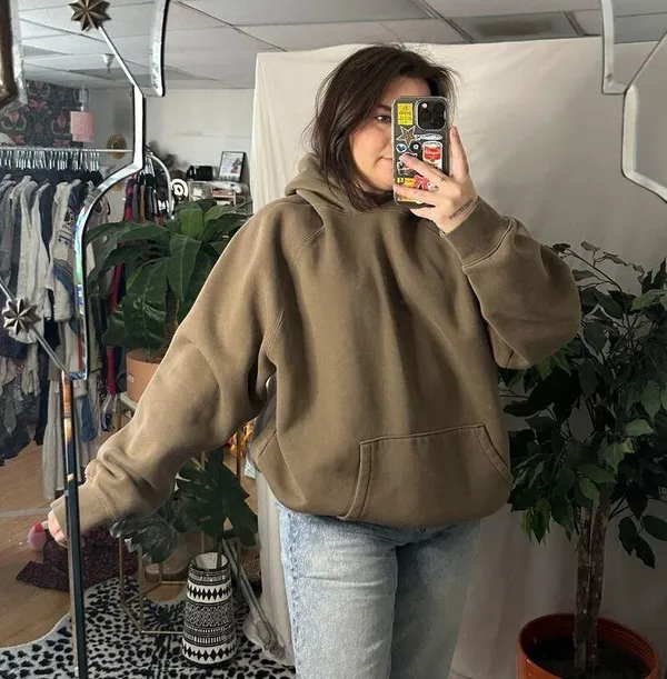 Essentials Fear of God Classic Pullover Hoodie Brown Size Large - Image 4