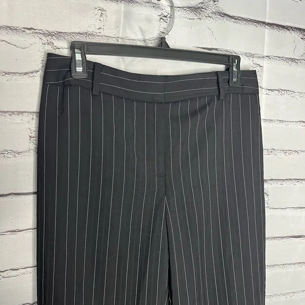 Ann Taylor Y2K Black Wide Leg Pinstripe Retro Pants Baggy SZ 4 High Rise Casual - Image 5