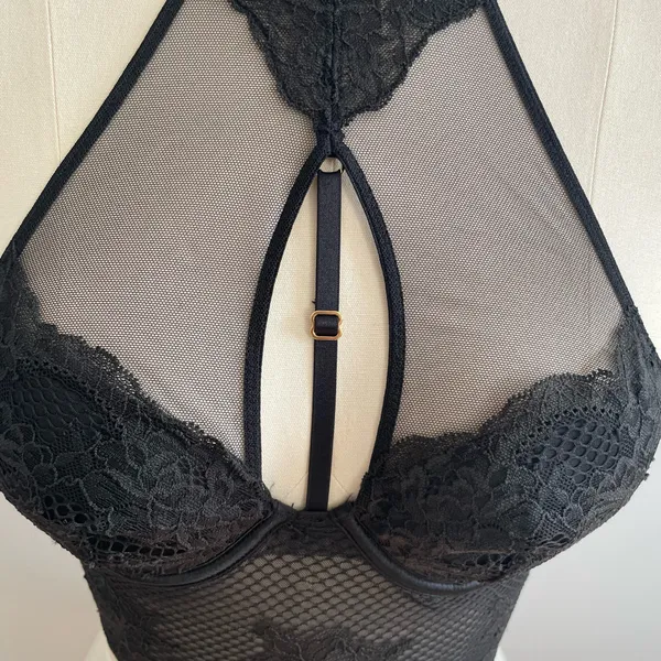 Victorias Secret Very Sexy High Neck Lace Corset Top- Black- Size XS- NWT - Image 6