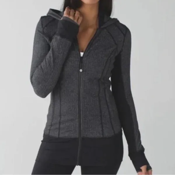 Lululemon Daily Practice Scuba weathered herringbone zip up hooded jacket 10 - Image 3