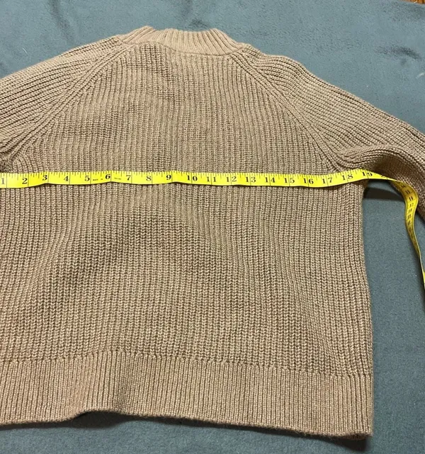 J.Crew Rib-Knit Mockneck Sweater Size M Tan Cotton Blend Button Shoulder - Image 7