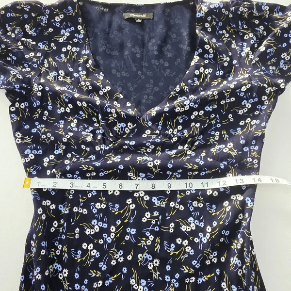 Madewell Seamed Flutter Sleeve Maxi Dress Navy Floral V-Neck NU512 Size 0 - Image 9