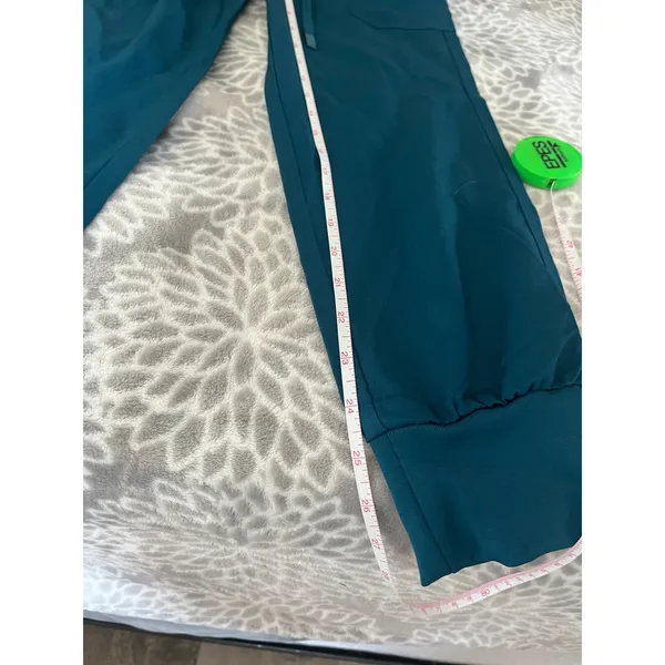 Teal Blue Jogger‎ Scrub Pants sz XS High Waisted Cargo Pocket Pull On Athleisure - Image 6