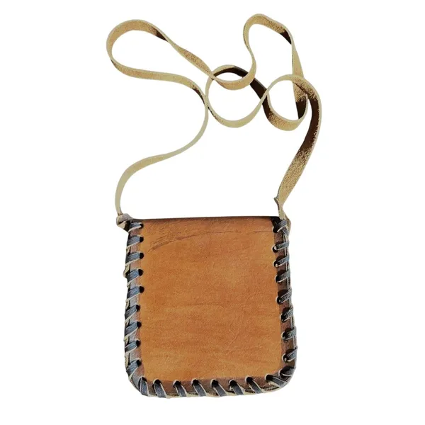 Vintage Mexican Leather Crossbody‎ Bag Monterrey Souvenir Hand-Stitched Floral - Image 3