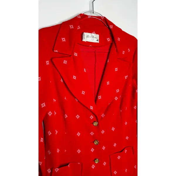 1980s Fire Islander Red Nautical Knit Pant Suit Set Small - Image 14