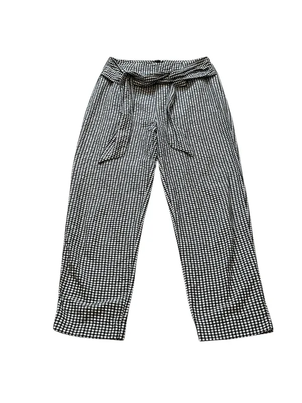 Free People High Waist Pants Cropped Tie Front Gingham Retro Vibes Casual Preppy - Image 2