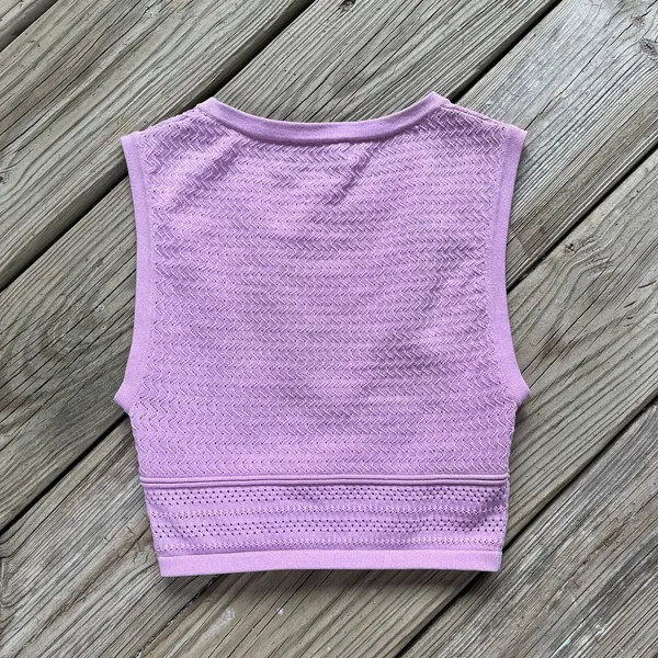 Aritzia Babaton Women's Pink Pointelle Sleeveless Crop Top Size S - Image 4