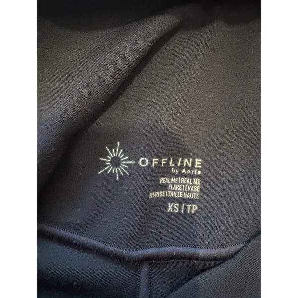 OFFLINE by Aerie Real Me Flare Leggings Navy Blue Crossover High Waist XS - Image 5