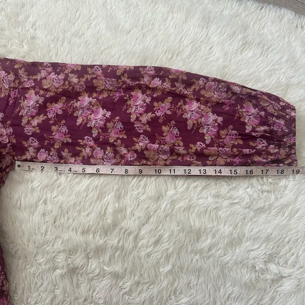 Free People Dress Keep You Mini Long Sleeve Cotton Floral Berry Combo Sz L - Image 13