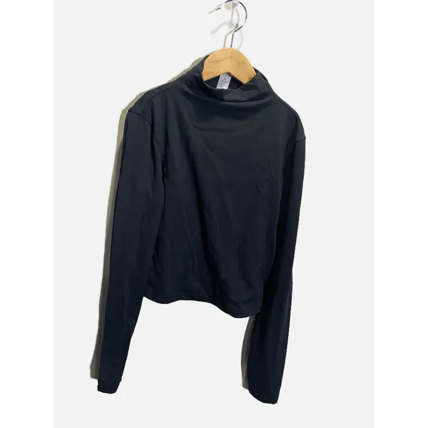 Yogalicious Mock Neck Top Womens S Black Zenly Evelyn Crop Long Sleeve‎ Athletic - Image 2