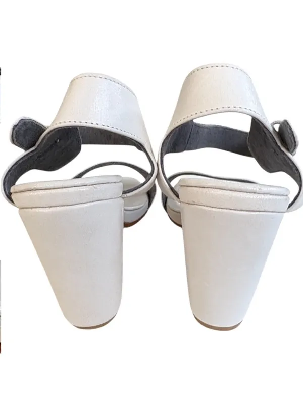 Like New Bali ELF Leather Heeled Sandals White Size 8 - Image 6