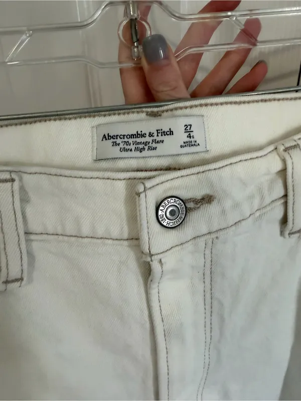 Abercrombie & Fitch 70s Vintage Flare Cream Size 4S - Image 4