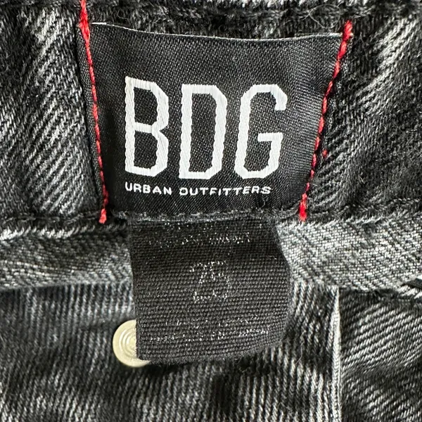 BDG Urban Outfitters Distressed Raw Hem Denim Shorts Washed Black Grunge Size 25 - Image 7