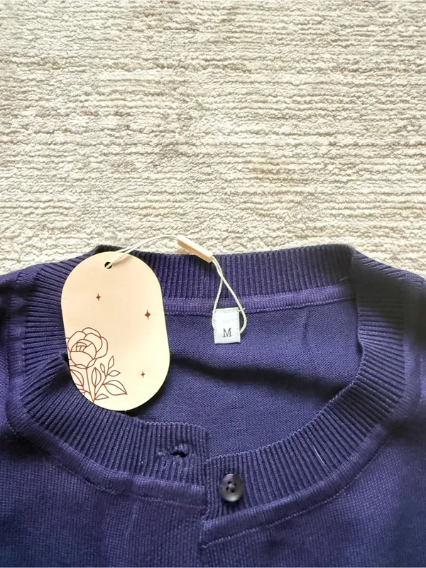 SHEIN Navy Button-Up Cardigan (Size Medium) - Image 4