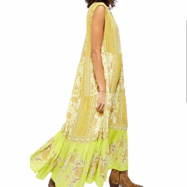 FREE PEOPLE Hanalei Bay Dress in Yellow Combo Small - Image 15