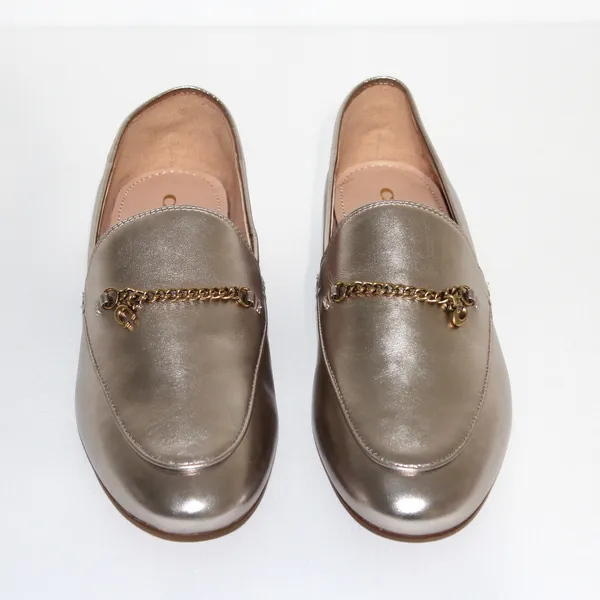 Coach Hanna Loafer Champagne and Gold Metallic Leather Shoes Size 8.5 - Image 2